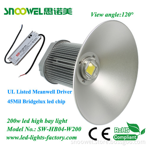 Bridgelux 200w High-bay And Low-bay Led Fixtures For Industrial Lighting
